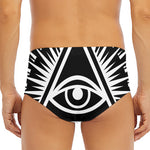 Black And White Illuminati Print Men's Triangle Swim Briefs