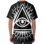Black And White Illuminati Print Men's Velvet T-Shirt