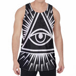 Black And White Illuminati Print Men's Velvet Tank Top