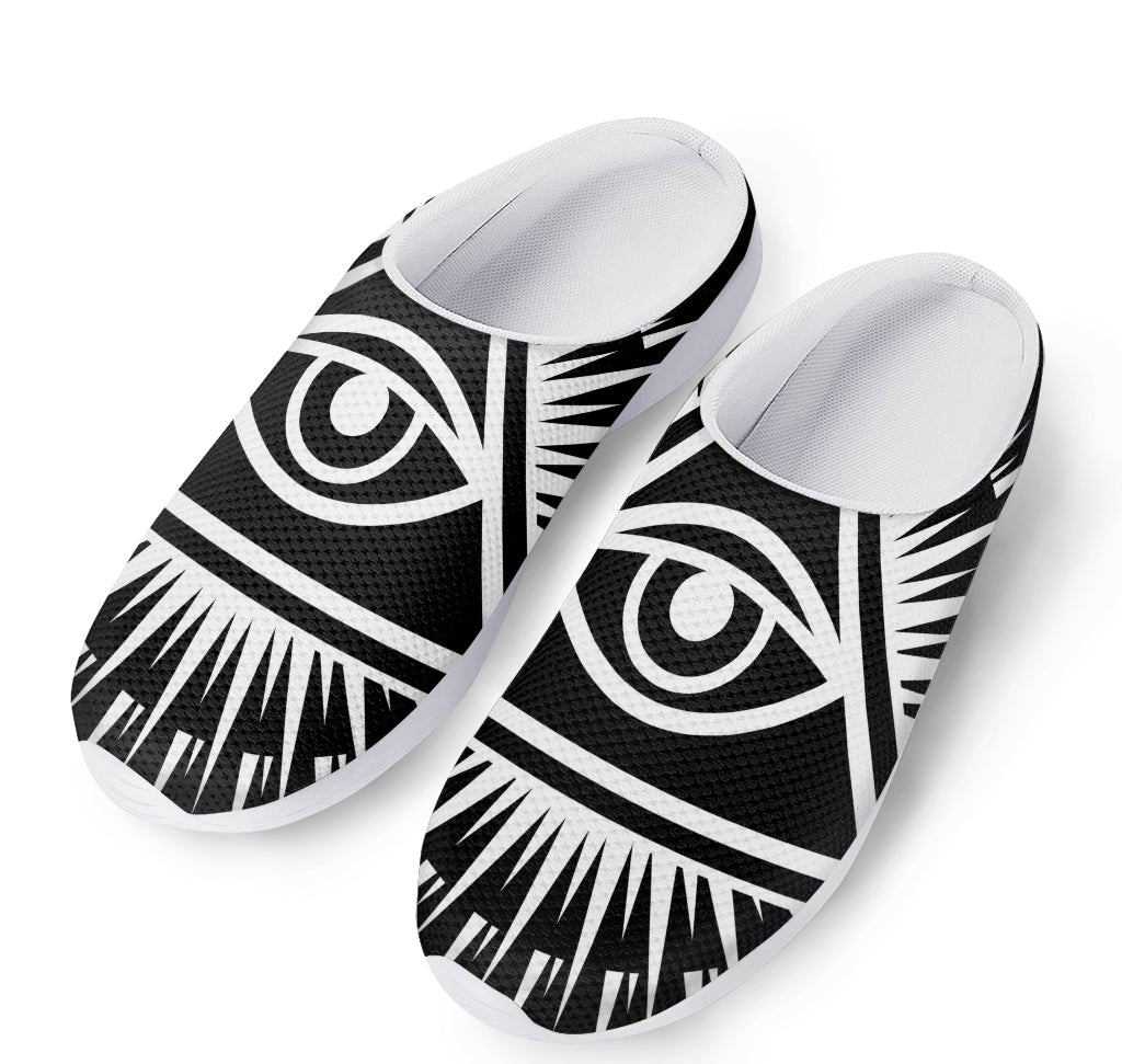 Black And White Illuminati Print Mesh Casual Shoes