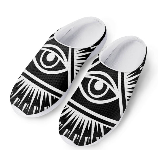 Black And White Illuminati Print Mesh Casual Shoes