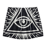 Black And White Illuminati Print Mesh Shorts