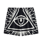 Black And White Illuminati Print Mesh Shorts
