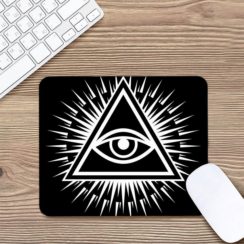 Black And White Illuminati Print Mouse Pad
