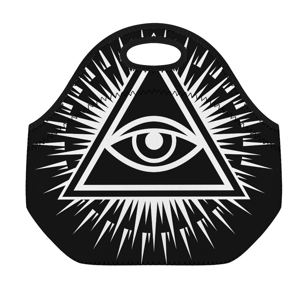 Black And White Illuminati Print Neoprene Lunch Bag