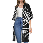 Black And White Illuminati Print Open Front Beach Cover Up