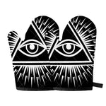 Black And White Illuminati Print Oven Mitts