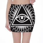 Black And White Illuminati Print Pencil Mini Skirt