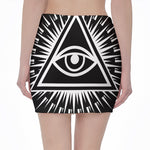 Black And White Illuminati Print Pencil Mini Skirt