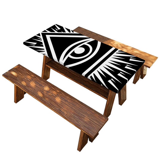Black And White Illuminati Print Picnic Table Cover