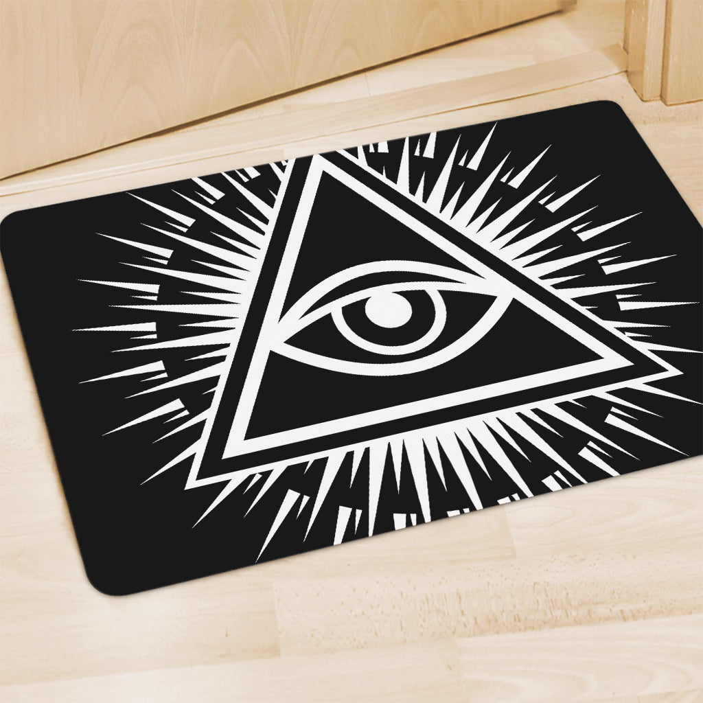 Black And White Illuminati Print Polyester Doormat