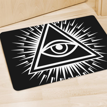 Black And White Illuminati Print Polyester Doormat