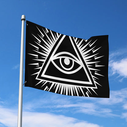 Black And White Illuminati Print Polyester Flag
