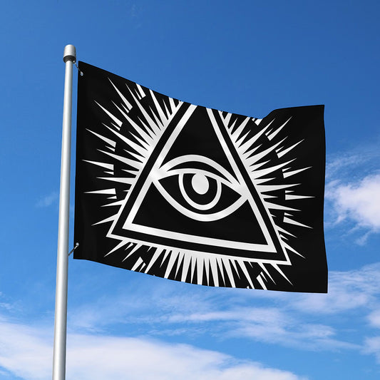 Black And White Illuminati Print Polyester Flag