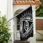 Black And White Illuminati Print Polyester Flag