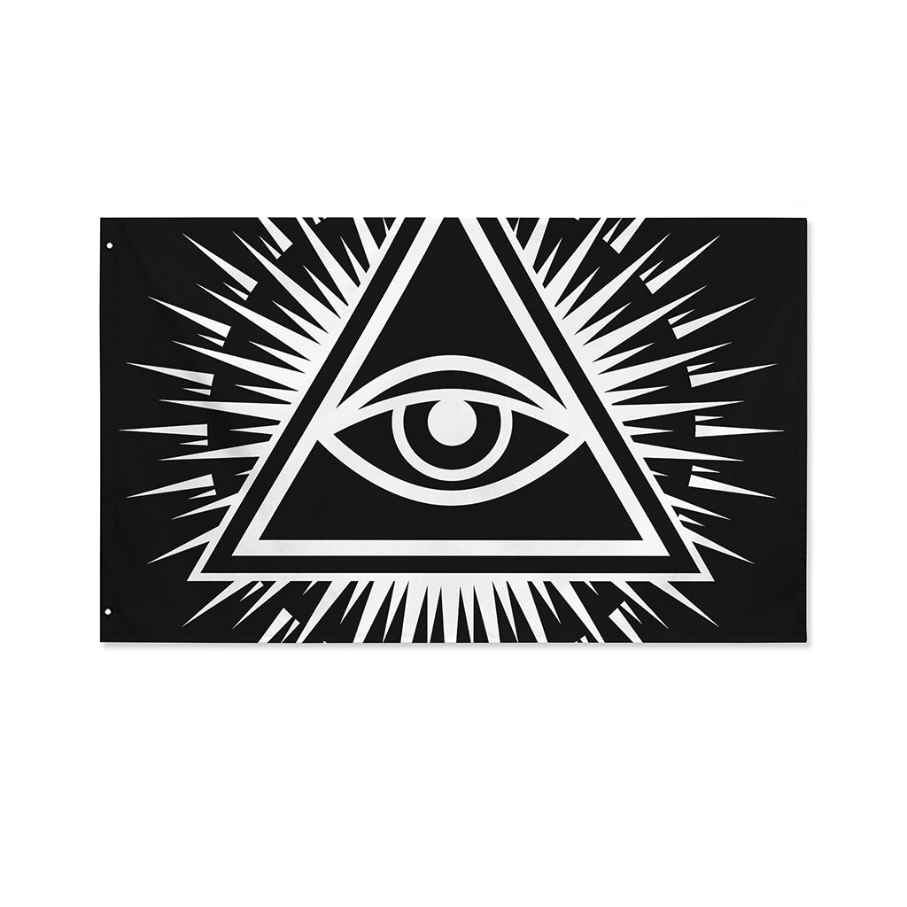 Black And White Illuminati Print Polyester Flag