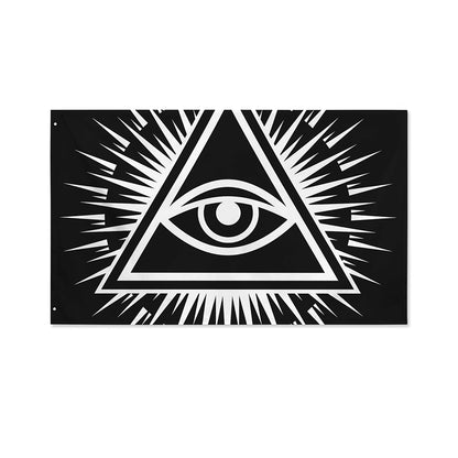 Black And White Illuminati Print Polyester Flag