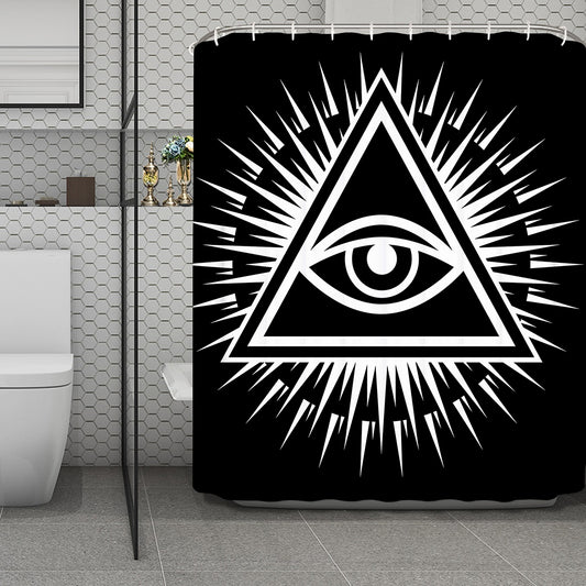 Black And White Illuminati Print Polyester Shower Curtain