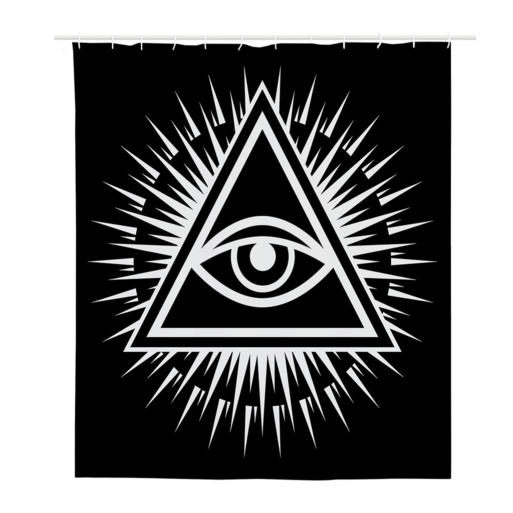 Black And White Illuminati Print Polyester Shower Curtain