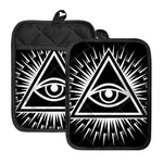 Black And White Illuminati Print Pot Holders With Pocket