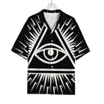 Black And White Illuminati Print Rayon Hawaiian Shirt