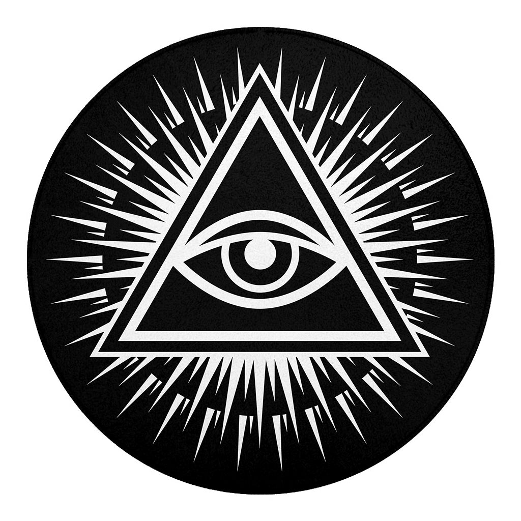 Black And White Illuminati Print Round Blanket