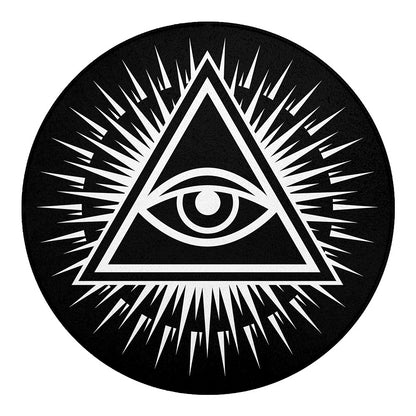 Black And White Illuminati Print Round Blanket