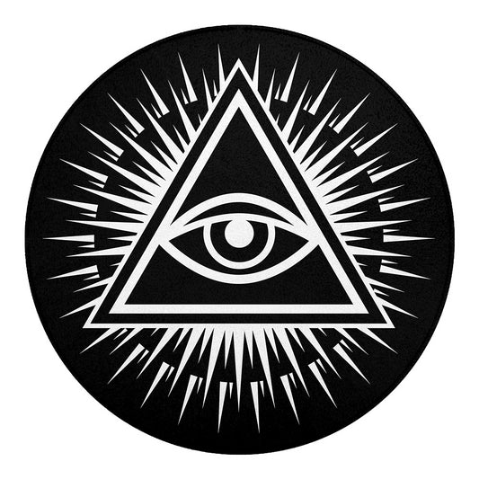 Black And White Illuminati Print Round Blanket