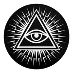 Black And White Illuminati Print Round Blanket