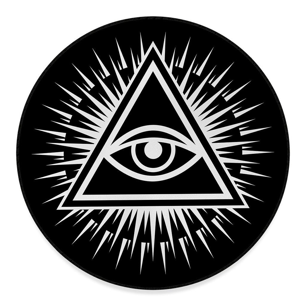 Black And White Illuminati Print Round Floor Mat