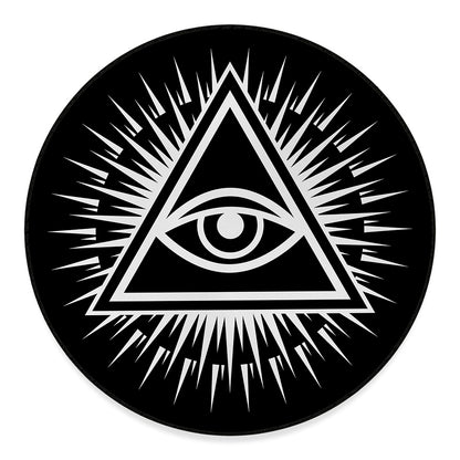 Black And White Illuminati Print Round Floor Mat