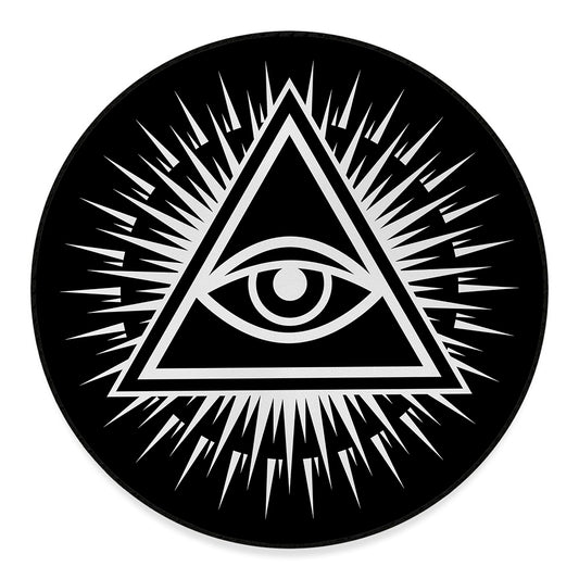Black And White Illuminati Print Round Floor Mat