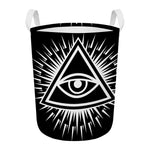 Black And White Illuminati Print Round Laundry Basket