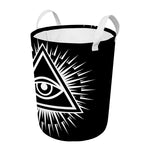 Black And White Illuminati Print Round Laundry Basket