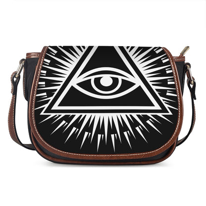 Black And White Illuminati Print Saddle Bag