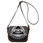Black And White Illuminati Print Saddle Bag