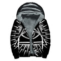 Black And White Illuminati Print Sherpa Lined Zip Up Hoodie