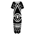 Black And White Illuminati Print Short Sleeve Long Nightdress