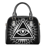 Black And White Illuminati Print Shoulder Handbag