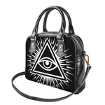 Black And White Illuminati Print Shoulder Handbag