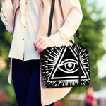 Black And White Illuminati Print Shoulder Strap Bible Bag