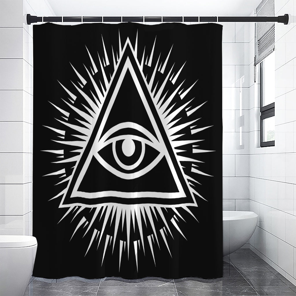 Black And White Illuminati Print Shower Curtain