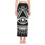 Black And White Illuminati Print Side Slit Maxi Skirt