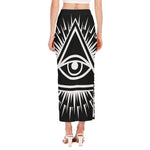 Black And White Illuminati Print Side Slit Maxi Skirt