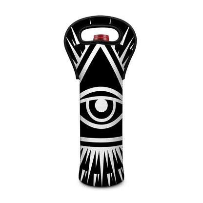Black And White Illuminati Print Single Neoprene Wine Tote