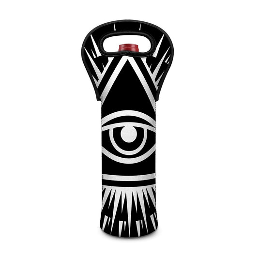 Black And White Illuminati Print Single Neoprene Wine Tote