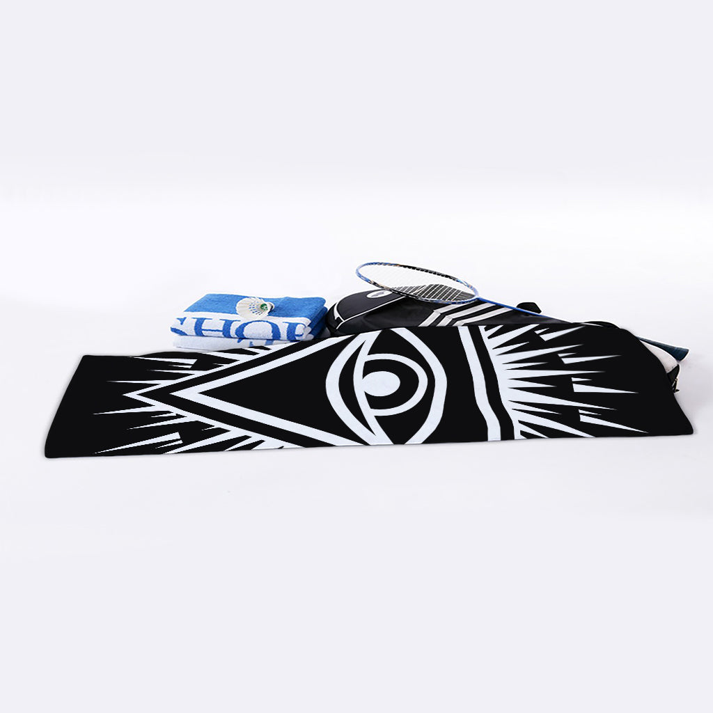 Black And White Illuminati Print Sports Towel