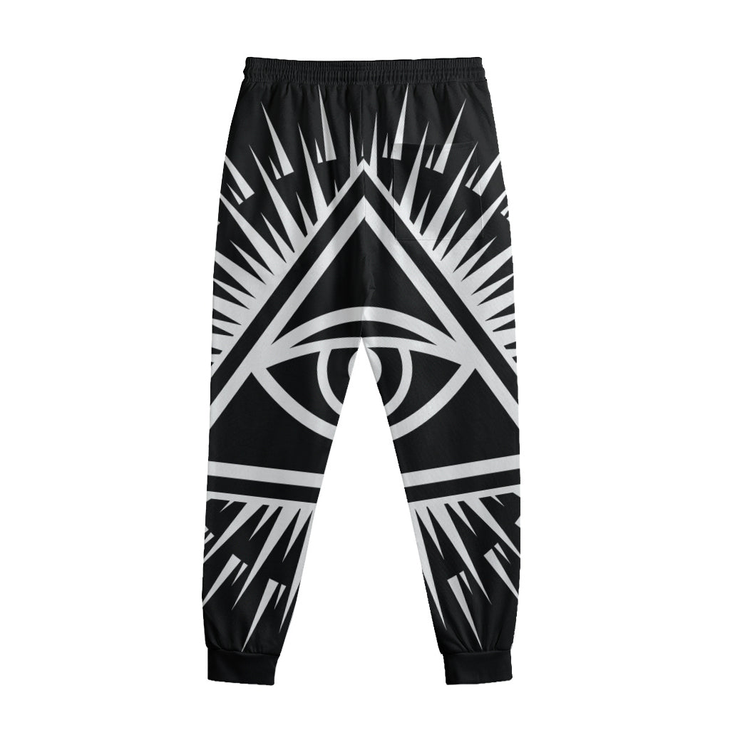 Black And White Illuminati Print Sweatpants