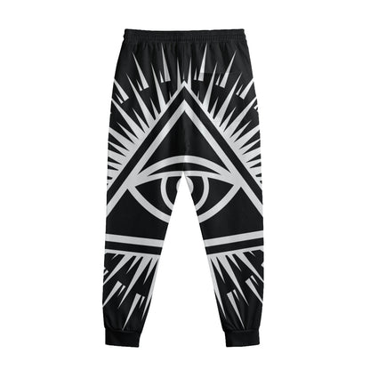Black And White Illuminati Print Sweatpants