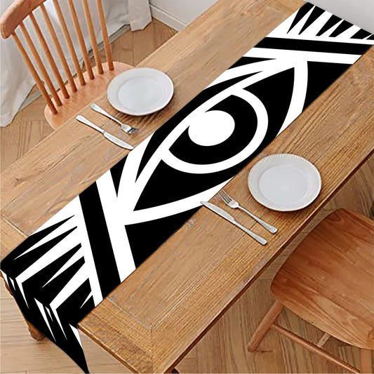 Black And White Illuminati Print Table Runner